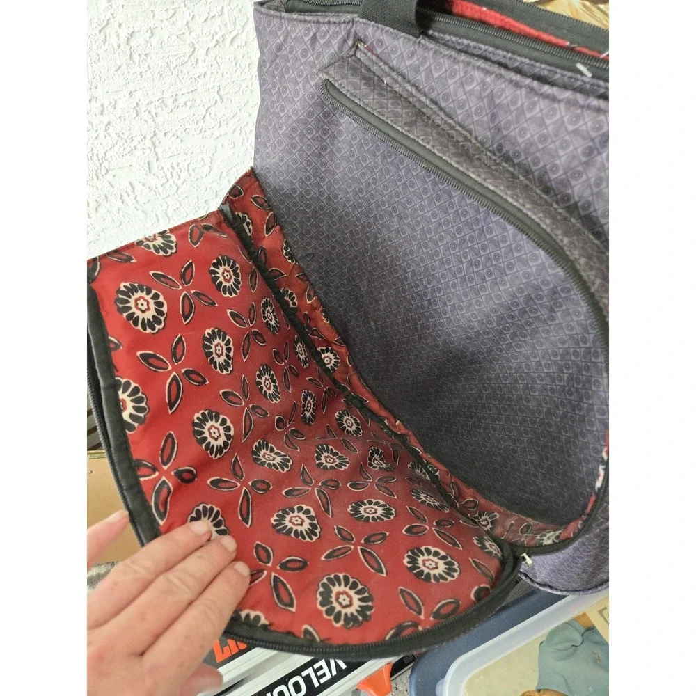 Hadaki Bag Tennis Racket Sportd Paddle Retro Gray Red Floral Lining Compartments